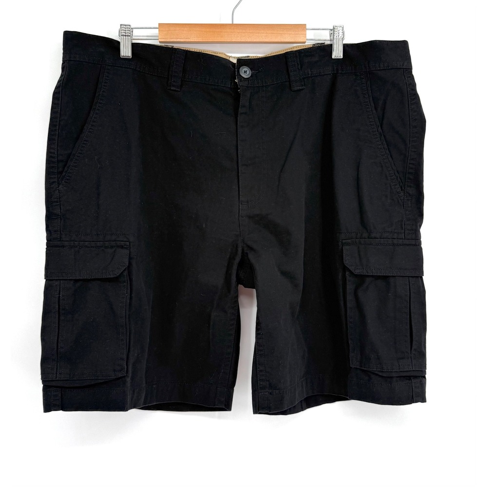 St Johns Bay Mens Black Cargo Shorts Sz 42 Cotton Classic Fit Utility Outdoor